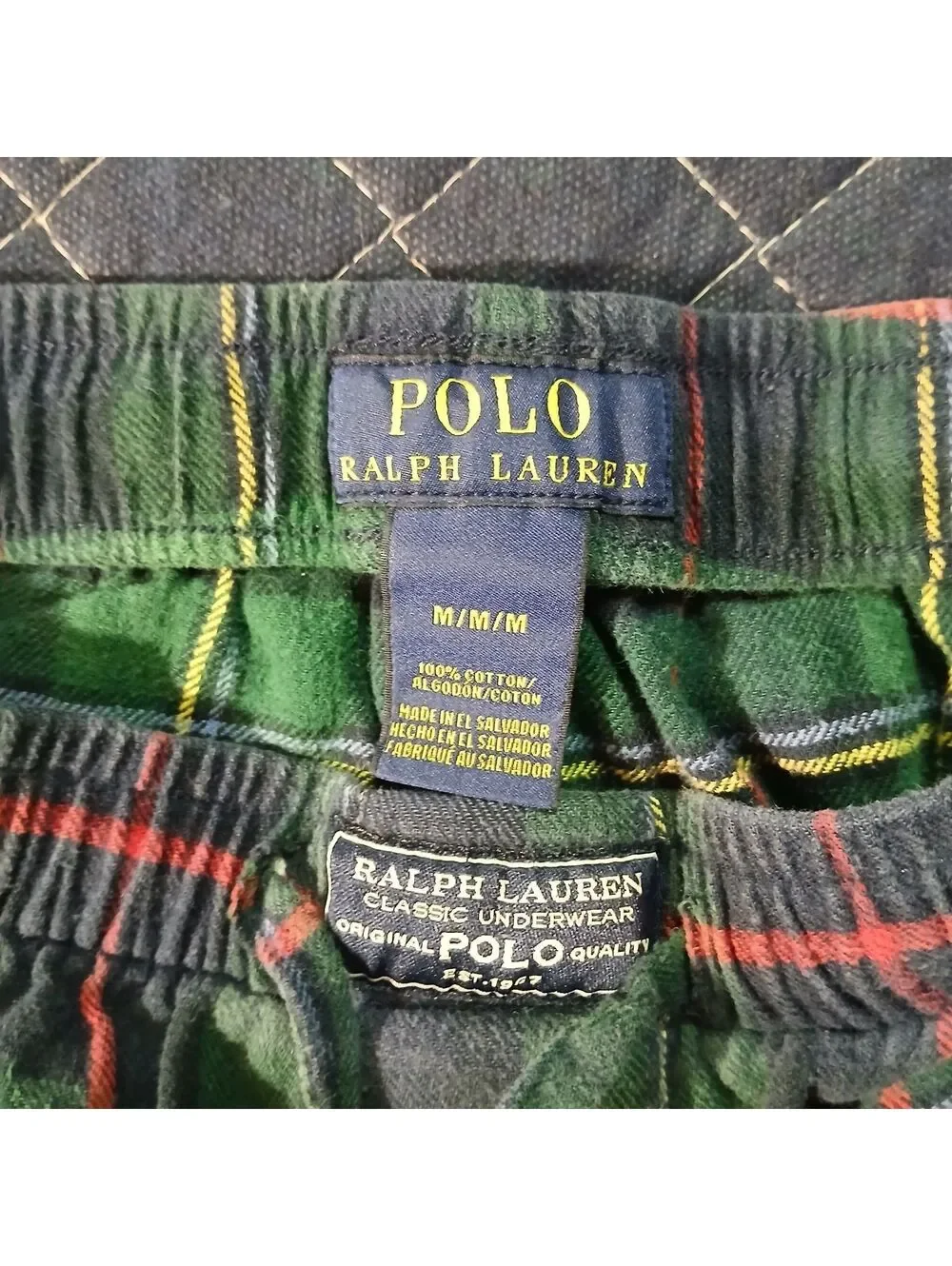 Polo Ralph Lauren Plaid Pajama Pants Green Red Cotton Lounge Bottoms M Medium